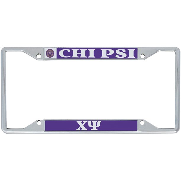 Chi Psi Fraternity Crest Metal License Plate Frame For Front Back Of 