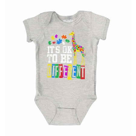 

Shop4Ever It s OK to Be Different Autism Awareness Giraffe Baby s Bodysuit Infant Cotton Romper 12 Months Heather Grey