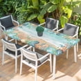 thumbnail image 2 of Ocean Coastal Table Cloths for 5 Foot Rectangle Tables, Summer Nautical Beach Coral Starfish Patio Waterproof Elastic Fitted Tablecloths, Washable Rectangular Table Cover for Camping, 2 of 8