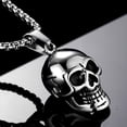 thumbnail image 5 of TRINGKY Mens Stainless Steel Gothic Skull Charm Pendant with Chain Necklace Devil Skull Punk Necklace Halloween Jewellery, 5 of 19