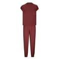 thumbnail image 4 of Lovskoo 2024 Women's Two Piece Outfits Sweater Sets Cap Short Sleeved Round Neck Knit Pullover Tops and High Waisted Pants Lounge Sets Burgundy L, 4 of 5