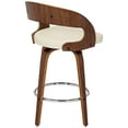 thumbnail image 5 of Armen Living Walnut Swivel Bar Stool 25 3/4" High Modern Cream Cushion with Backrest Footrest for Kitchen Counter Height Island, 5 of 7