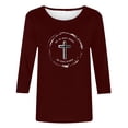 thumbnail image 5 of ICHUANYI Women 3/4 Sleeves Tunic Tops Casual Shirts Pullover Loose Print Blouse, 5 of 5