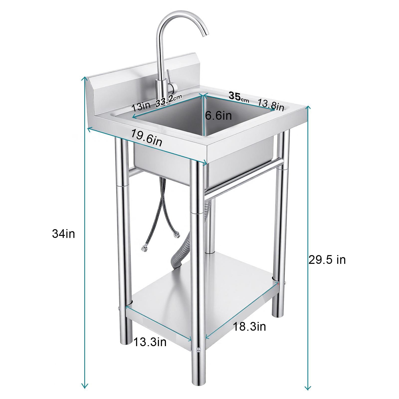 Utility Sink with Cold & Hot Water Faucet,Indoor and Outdoor Sink,Single Bowl Sink Basin for Home Garage & Laundry Room