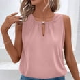 thumbnail image 4 of DAFPZW Women's Summer Tank Tops Loose Fit Pleated Scoop Neck Shirts Casual Sleeveless Keyhole Front Banded Bottom T Shirts, 4 of 9