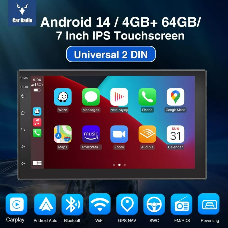 Autoradio 1 Din avec Apple Carplay Android Auto 10.4 Pouces Écran