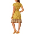 thumbnail image 3 of Allegra K Women's Bohemian Flutter Sleeve Smocked Waist A-Line Floral Dress, 3 of 6