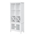thumbnail image 3 of Gramercy Way Jill Zarin White Bar Cabinet Bookshelf with Glass Doors, 3 of 10