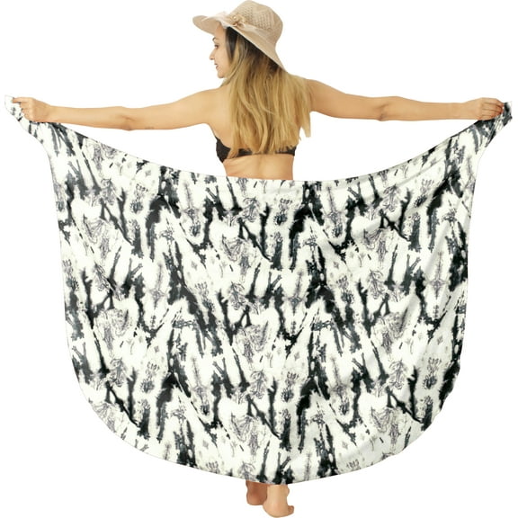 LA LEELA Women's Beachwear Sarong Bikini Skirt Swim Cover up Swimwear Summer Wraps Swimsuit Beach Wrap Coverups for Women One Size Grey, Tie Dye