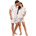 thumbnail image 4 of JULMCOMO Halloween Couples Matching Pajama Sets Cute Ghost Bow Print Button Down Holiday Party 2 Piece Sets Soft Comfy Shorts Pajamas Beige-Men S, 4 of 6