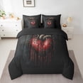 thumbnail image 2 of Homewish Love Heart 7-Piece Queen Bedding Set - Gothic Black Red, 2 of 8
