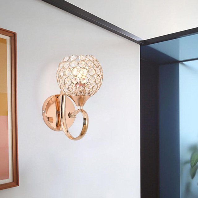 de pared de cristal de moderno E27 Lámpara de pared dorada Pantalla Iluminación de pared para dormitorio Pasillo de noche Pasillo Inter Estilo 1 Salvador lámpara de pared