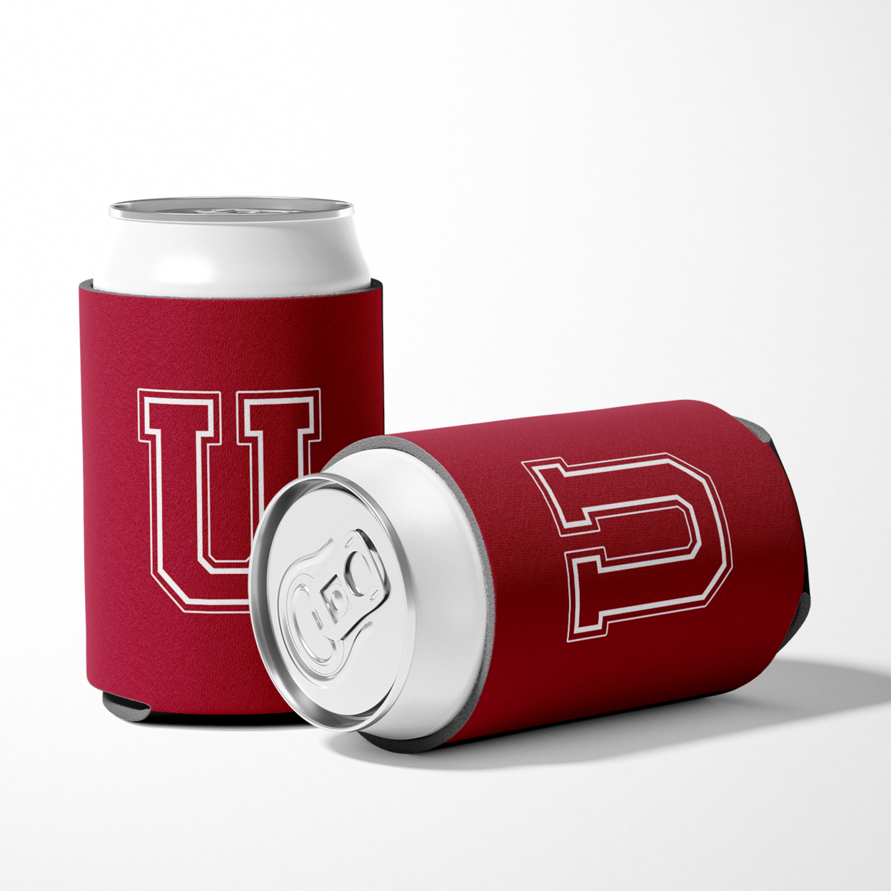 Letter U Initial Monogram - Maroon and White Can or Bottle Beverage Insulator Hugger