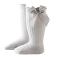 thumbnail image 3 of Girls Knee-High Socks Cotton Cute Bowknot Over the Calf Stockings 0-2 Years Toddlers Kids Solid Breathable Hollow-Out Long Boot Sock, 3 of 3