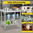 thumbnail image 3 of Table en Acier Inoxydable Table de Préparation Commerciale avec Dosseret, Table de Travail Robuste avec Tablette Inférieure Réglable pour Restaurant, Maison et Hôtel, 3 of 7