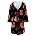 thumbnail image 4 of Women's Fleece Plush Robe Long Warm Plush Bathrobe Loungewear Jacket Printed Comfort Robe, 4 of 5