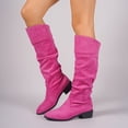 thumbnail image 7 of Women's Slouchy Knee High Boots Pointed Toe Chunky Flat Heel Riding Combat Tall Pull On Boots Hot Pink 6.5(38), 7 of 7