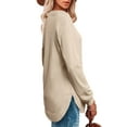 thumbnail image 2 of Qaspx Long Sleeve Shirts for Women Crewneck Lightweight Sweatshirts Fall Casual Tunic Tops, 2 of 6