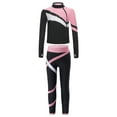 thumbnail image 3 of Aislor Kids Girls Long Sleeve Zipper Coat Shiny Rhinestones Contrast Color Patchwork Jacket With Leggings Figure Skating Dance Suit Pink 8, 3 of 7