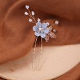 thumbnail image 4 of Bridal Hair Combs, 5PCS Wedding Hair Pins Set Crystal Flower Hair Clips Bride Bridesmaid Hair Sides Comb Rhinestone Barrettes, Pearl Flower Hair Pins Hair Accessories for Women Girls (Light Blue), 4 of 4