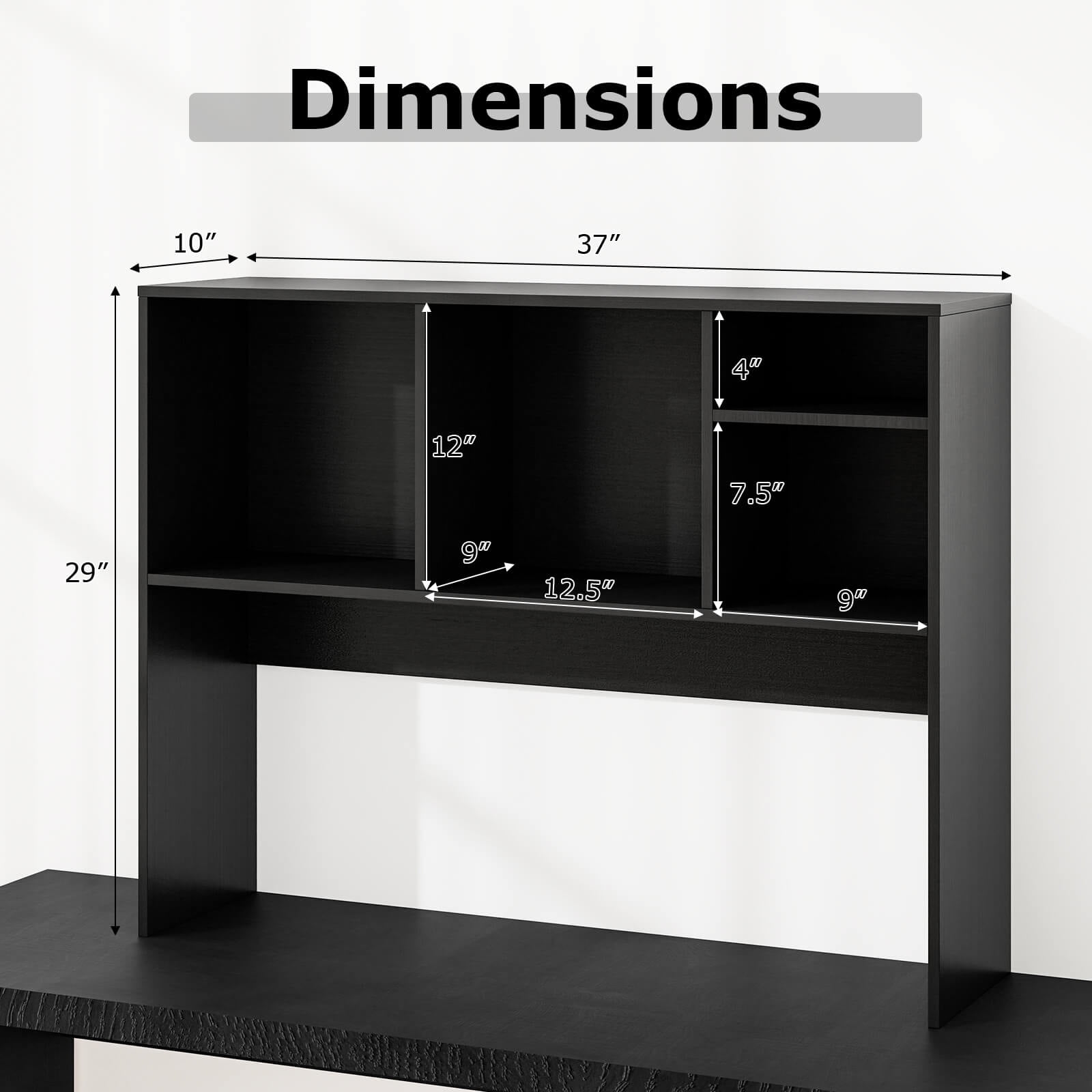 Costway Computer Desktop Bookcase Countertop Storage Bookshelf Organizer with 4 Cubbies Black