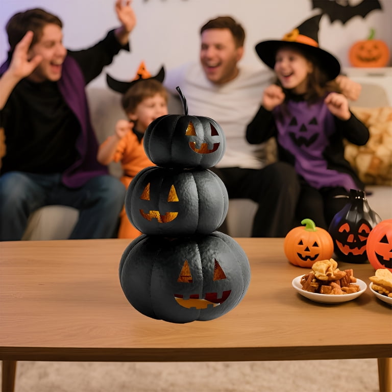 XIBUFE 2026 New Stacked Hammered Halloween Pumpkin – Black Metal