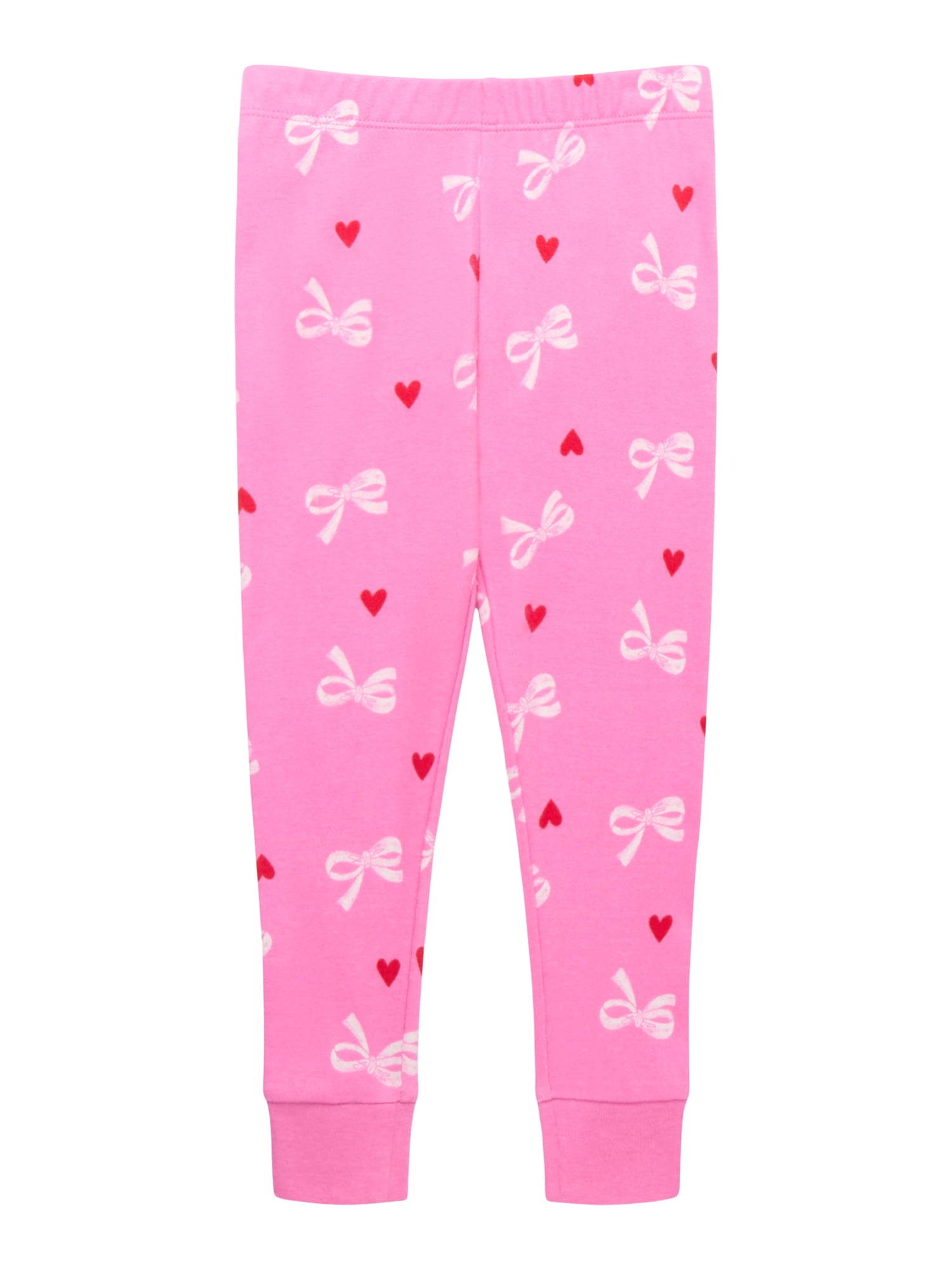 Wonder Nation Toddler Girls Cotton Sleep Tee and Pants Snug Fit Pajama Set, 6-Piece, Sizes 12M-5T