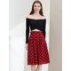 thumbnail image 4 of Allegra K Falda midi vintage de cintura alta elástica con cinturón para mujer Corazones rojos XS, 4 of 5