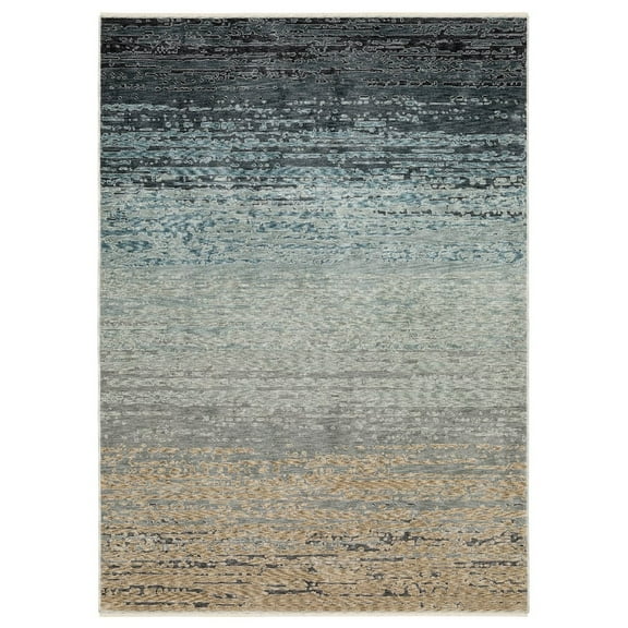 Oriental Weavers Echo Area Rug - ECH09 - 2'3" x 7'6" - in Blue/ Beige - Modern Style, Stain Resistant, Family and Pet Friendly , Entryway, Hallway Runner Rug