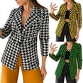 thumbnail image 3 of PENGXIANG Women‘s Printing Button Lapel Slim Cardigan Temperament Suit Coat, 3 of 9