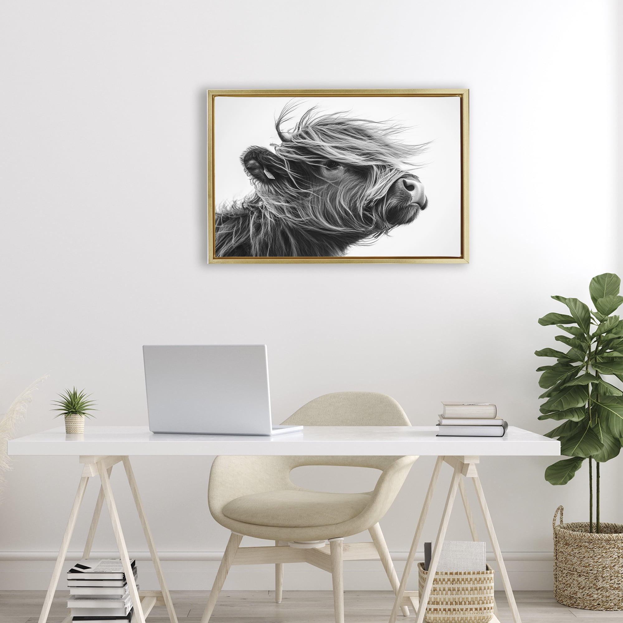 Stupell Industries Handsome Highland Portrait Gold Framed Floater Canvas Wall Art, design by Tina LeCour