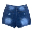 thumbnail image 5 of Jean Shorts Womens 2026 Summer High Waist Washed Blue Ripped Distressed Frayed Hem Denim Shorts, 5 of 6