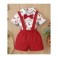 thumbnail image 4 of Kmbangi Baby Boys Clothes Set Collared Romper and Red Suspender Shorts, 4 of 9