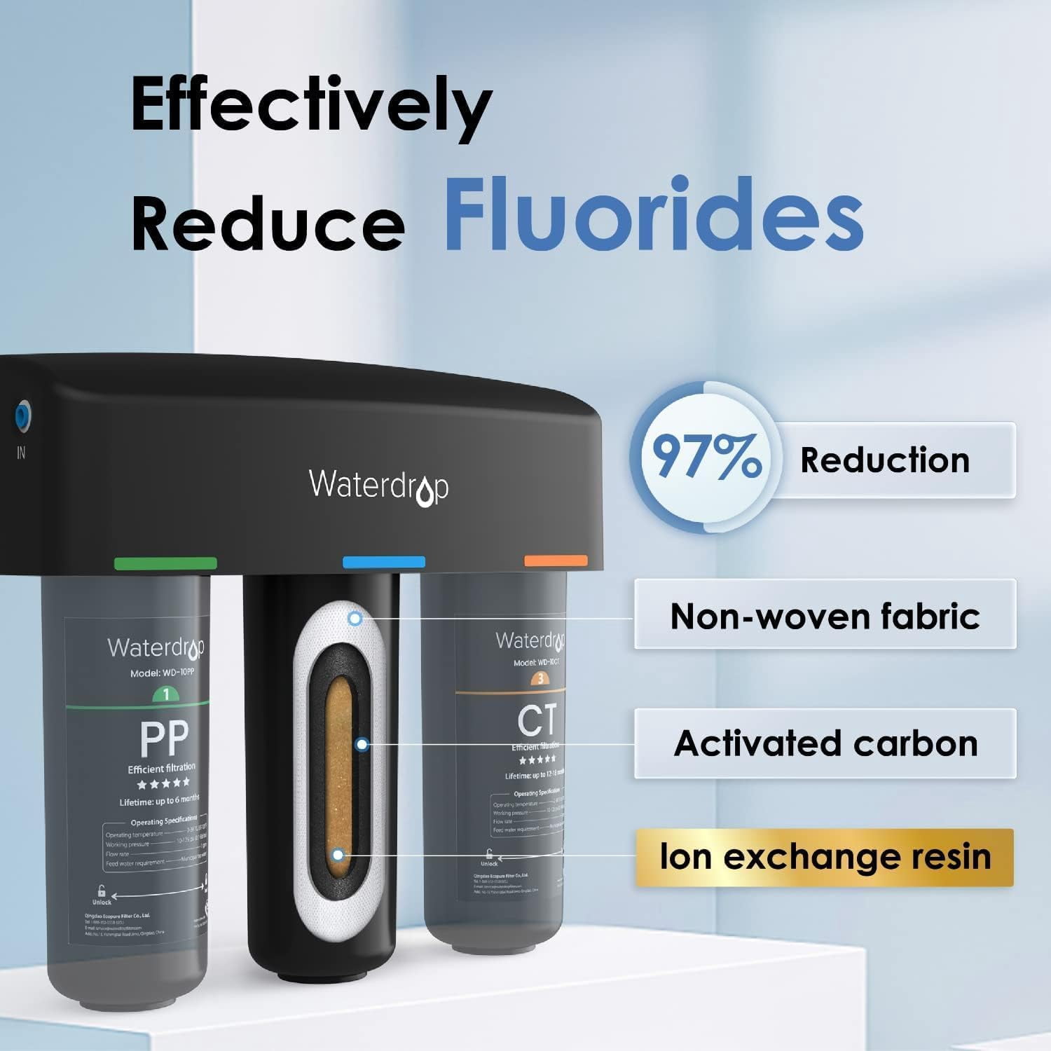 Restored Waterdrop TSA 8 Layer Under Sink Water Filter System, Under Sink Water Filtration System, Reduces PFAS, PFOA/PFOS, Fluoride, Chlorine, Bad Taste & Odor, USA Tech (Refurbished)
