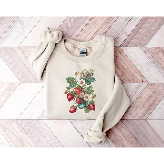 Strawberry Sweatshirt, Floral Sweater, Gardening Tees, Cottagecore Strawberry Tshirt, Strawberry Women Sweater All Size S-5Xl