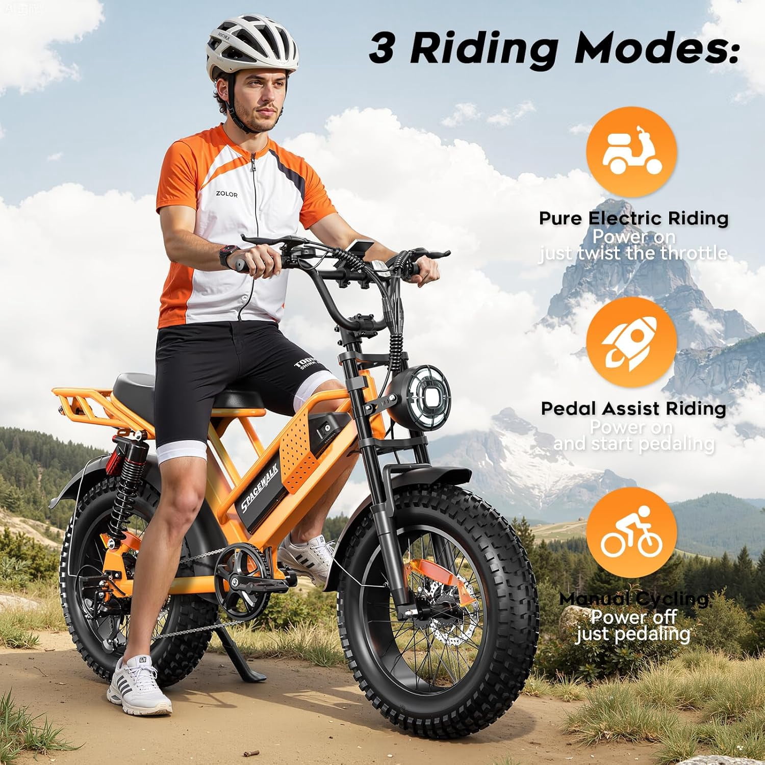 Eilleo Spacewalk M7 Off Road Electric Bike M7 for Teens/Adults, 20"fat tire Ebike,1500W Peak Motor, 24.9mph,48V 15Ah Removable Battery, Dual Suspension UL2849