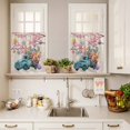 thumbnail image 4 of Kitchen Window Curtains Valance and Tier Set, Farm Blue Truck Rose Flower Easter Egg Rod Pocket Tier Curtain Valance Set, Spring Cherry Vintage Linen Light Filtering Cafe Curtains for Bedroom, 4 of 9