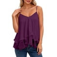 thumbnail image 3 of oqasdz Tank Tops for Women V Neck Layered Ruffle Spaghetti Straps Sleeveless Flowy Dress Camisole Top Solid Color Fashion Clothing Summer Outdoor,Purple,L, 3 of 7