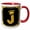 Red/White, variant on 3drose, King, Queen Crown, Rich Frame. Yellow on Black. Dazzling Letter J, 11oz Two-tone Red Mug