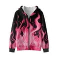 thumbnail image 2 of POLERO Girls Winter Jacket Pink Flame Print Hoodies Kids Zipper Fleece Hoodie Girls Jacket Warm Cozy Outwear Coat with Pockets, Size S, 2 of 7