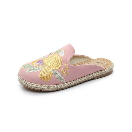 

Woobling Lady Breathable Flat Loafers Indoor Outdoor Wear Resistant Closed Toed Slides Daily Comfort Round Toe Casual Shoes