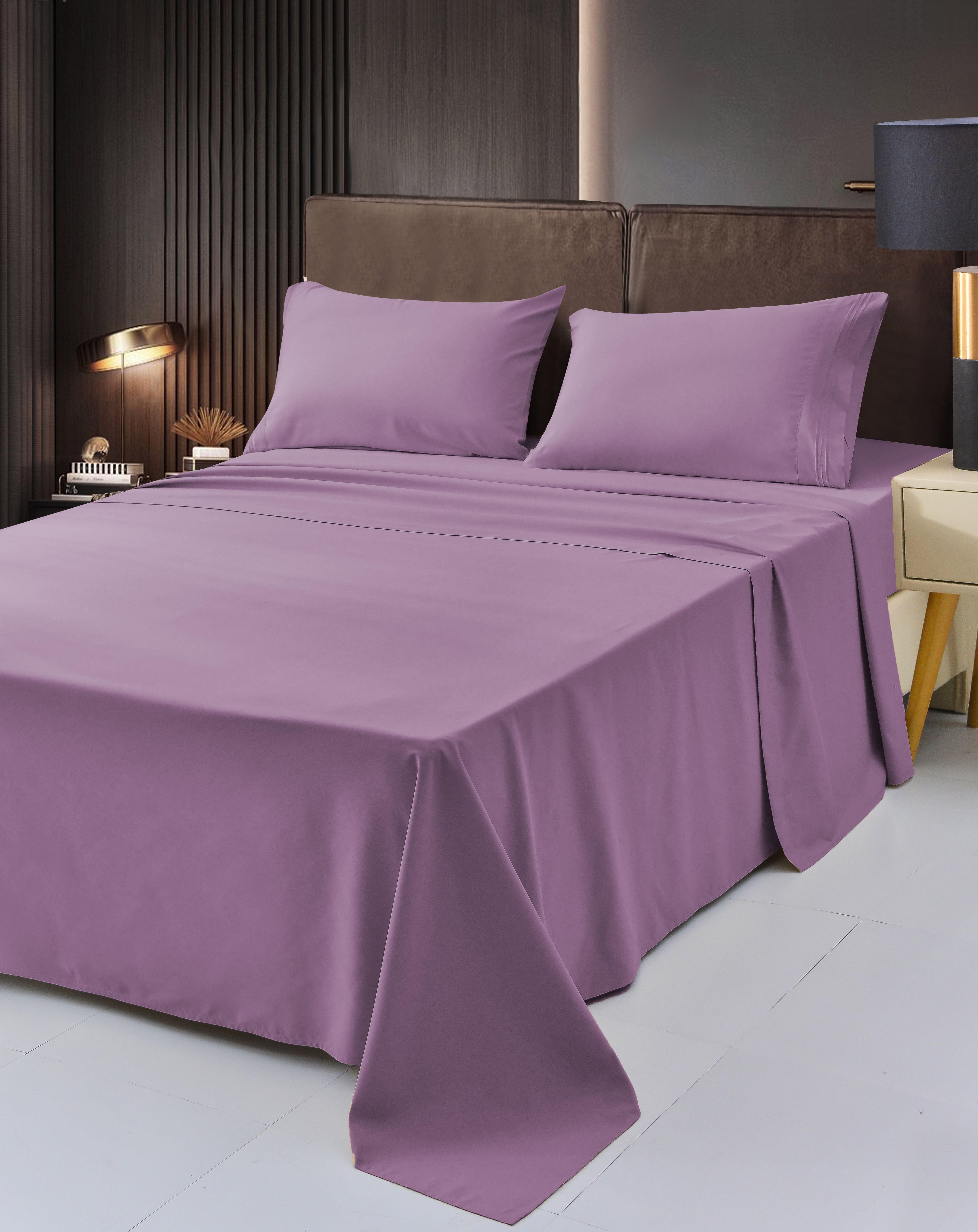 4 Piece Rayon Made From Bamboo Sheet Set by OKAO, Twin Xl Lavender