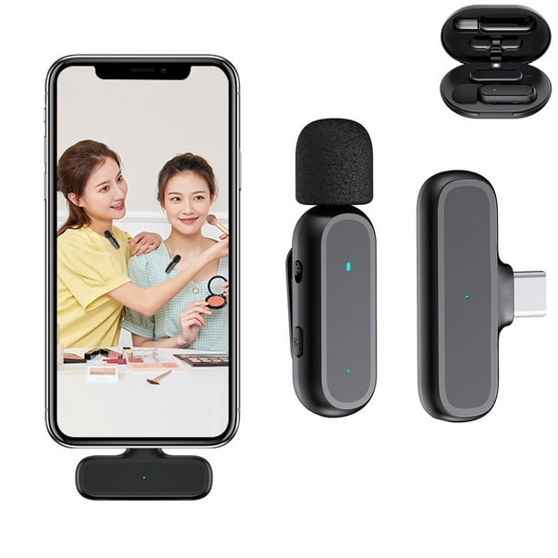 Micrófono de solapa inalámbrico para sistemas Android/IOS, reducción de ruido, plug-play, clip en micrófono de solapa para grabación, vlogs, transmisión en vivo, micrófonos inalámbricos