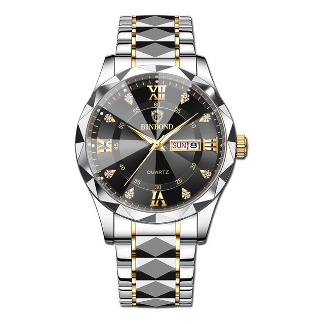 Reloj impermeable que brilla en la oscuridad con doble calendario para hombre, 43 mm