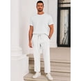 thumbnail image 4 of Pantalones Runcati para hombre, cintura elástica, cintura elástica, de lino, color blanco, 4 of 6