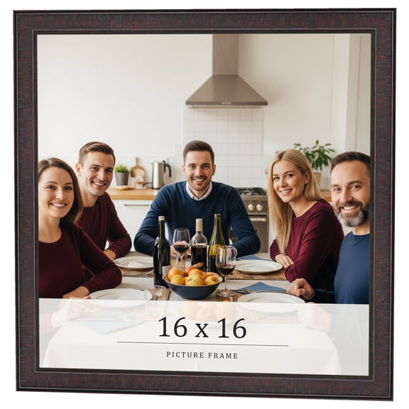 16x16 Rustic Brown Real Wood Picture Frame Width 0.75 inches | Interior Frame Depth 0.5 inches |