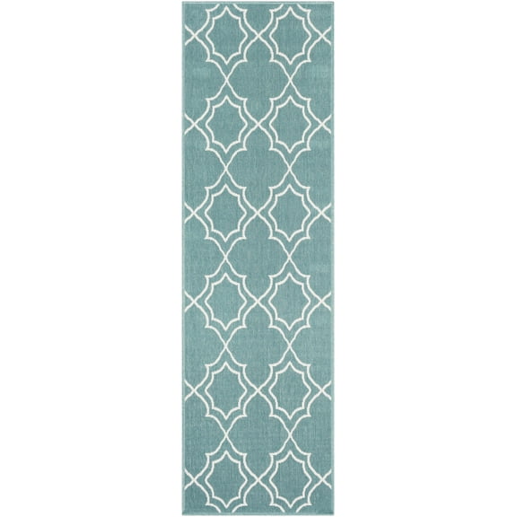 Hauteloom Folsom Hallway, Kitchen Patio Outdoor Runner Rug - Indoor/Outdoor - Green, White - 2'5" x 11'10"