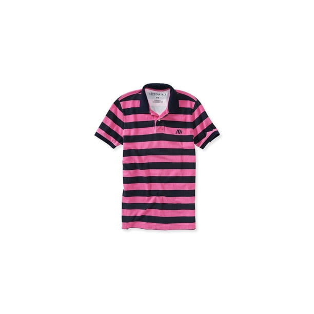 Polo de Rugby a rayas Aeropostale A87 para hombre rosa extragrande