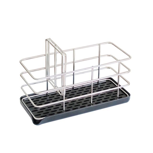 Bewildely Soporte de esponja para encimera de cocina, ahorro de espacio, organización eficiente para cocina, resistente y duradero Hardware negro
