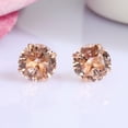 thumbnail image 2 of 18K Rose Plated Lab Morganite Stud Earrings, 2 of 6
